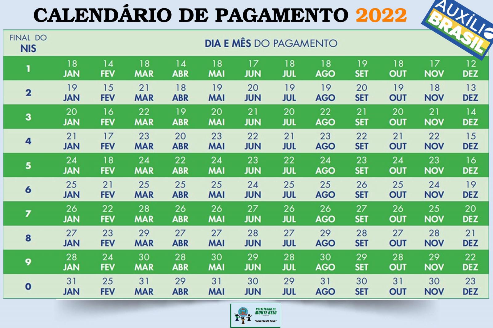 CALENDÁRIO DE PAGAMENTO DO AUXÍLIO BRASIL 2022 - Prefeitura Municipal de  Monte Belo - MG - Prefeitura de Monte Belo - MG